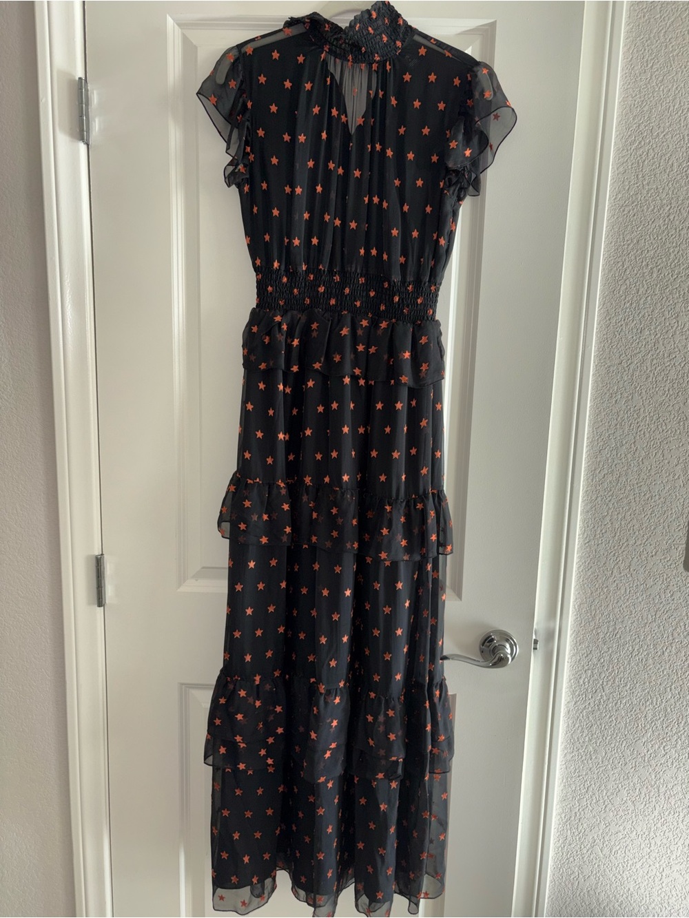 SCOTCH & SODA Maison Scotch Chiffon High Neck Star Jacquard Maxi Dress S… - Picture 4 of 15
